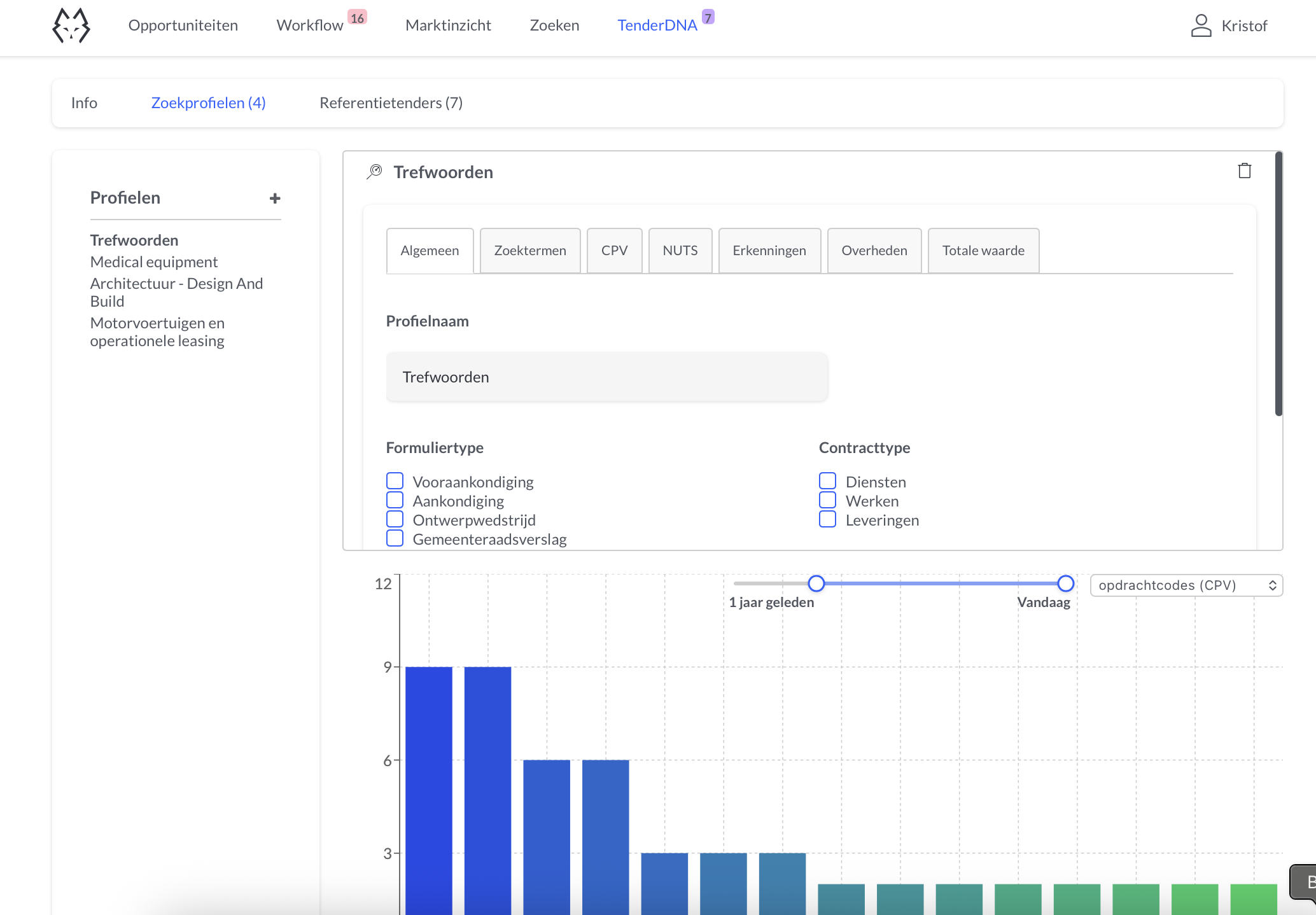 Configurer des profils de recherche avec des dimensions